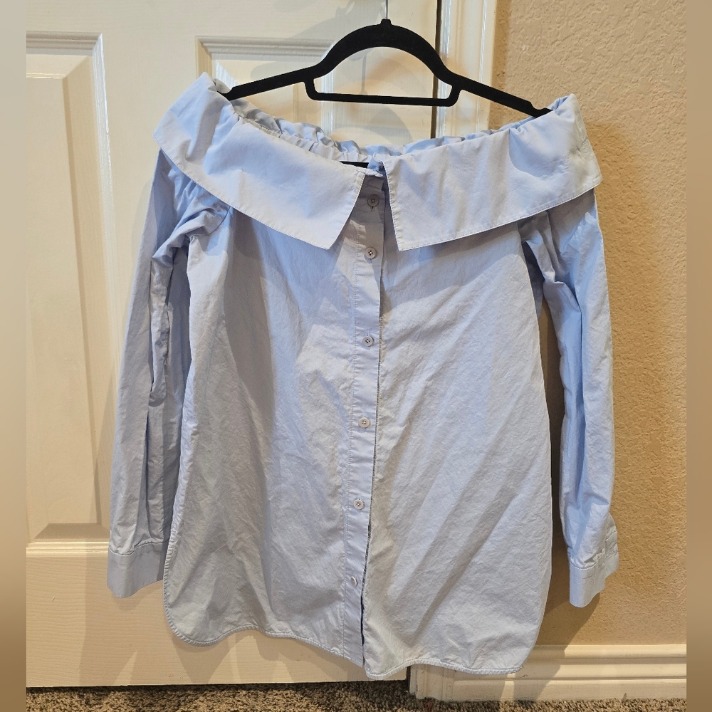 Tibi Blue Blouse Cotton Size 4